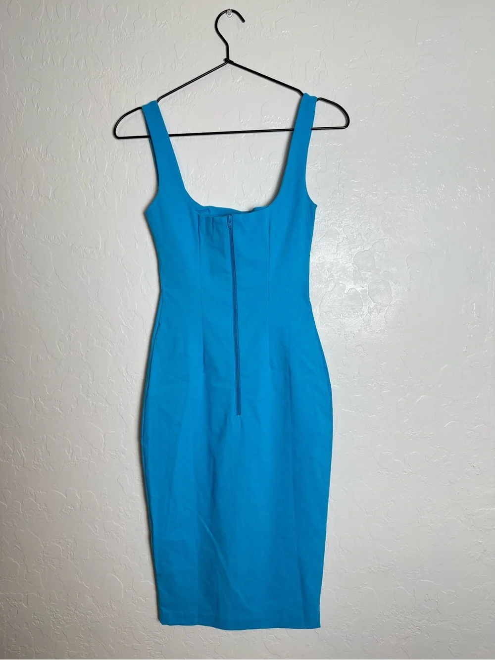 NWT Vesper Square Neck Bodycon Midi Dress Turquoise Blue US 4 - Picture 7 of 9